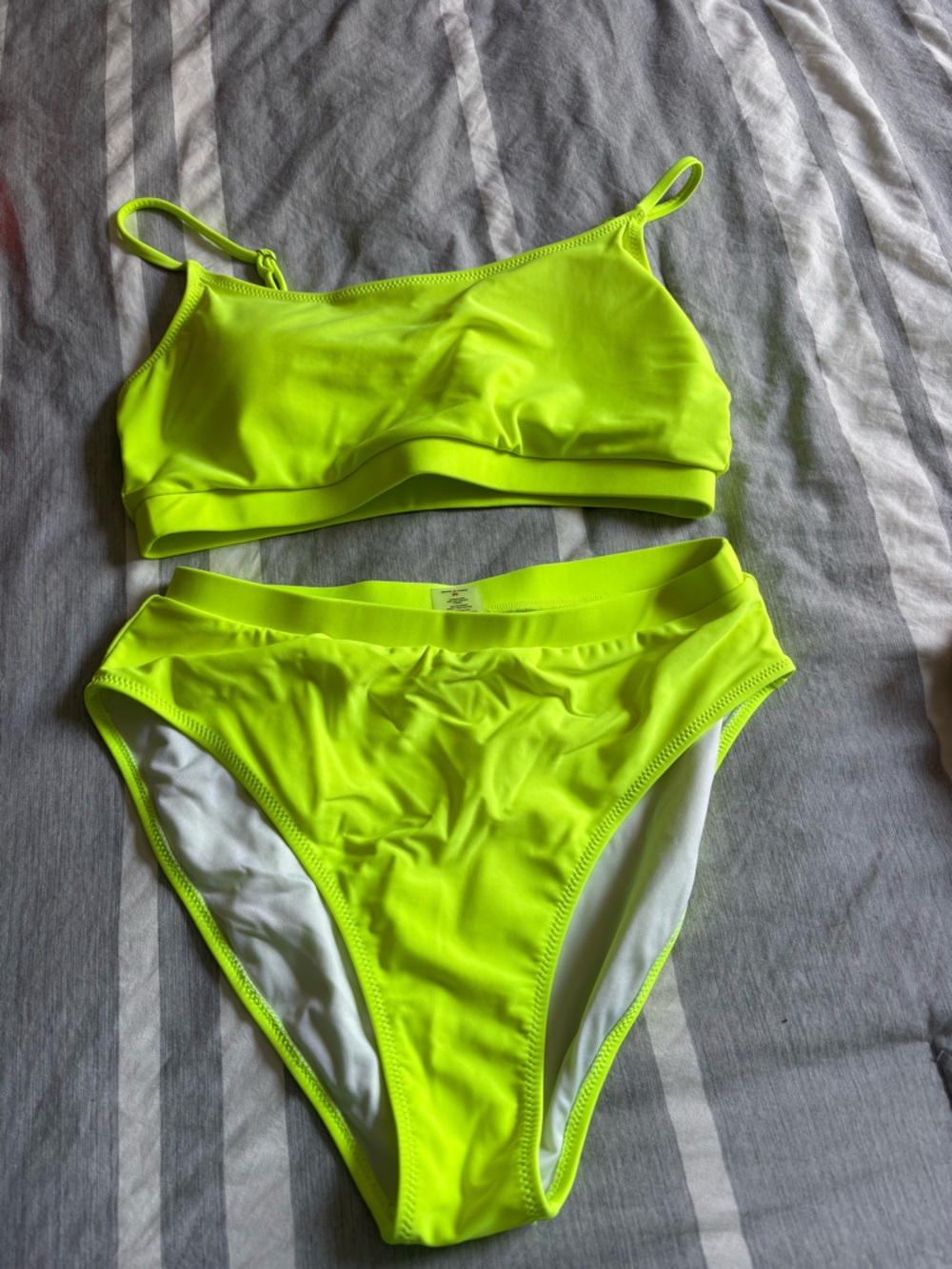 Women's Neon Yellow High-Waist Bikini Set